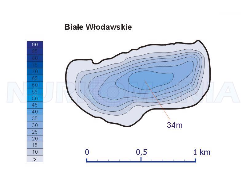 Białe Włodawskie mapa batymetryczna